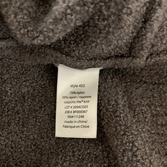 Barefoot Dreams CozyChic Lite Brown Drape Front Open Cardigan L  XL Lounge - Picture 7 of 7